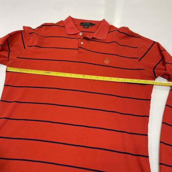 1990’s VTG Polo Ralph Lauren Rugby Style Striped 1/4 Button Polo Shirt Orange - Picture 5 of 7